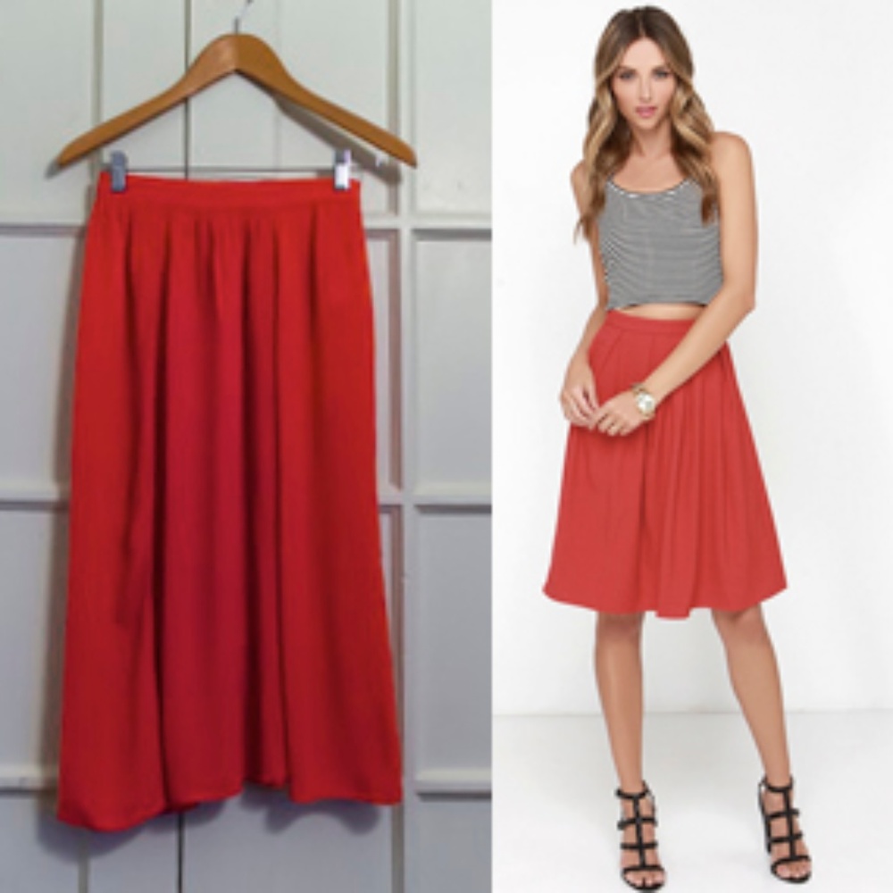 Flowy Coral midi skirt